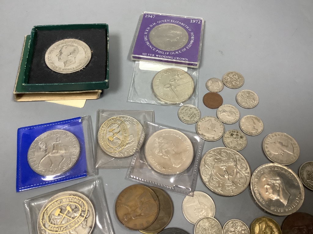 Assorted crowns and other coins